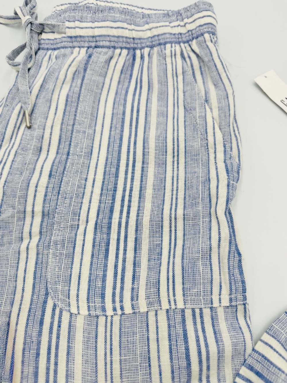 Gap Wide Leg Pants Women’s S Linen Blend Striped Blue White Elastic Waist New - Picture 3 of 12